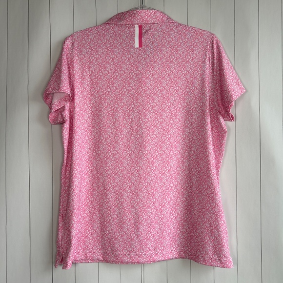 Rhoback women size L short sleeve polo shirt pink ribbon preppy golf tennis - Picture 7 of 12